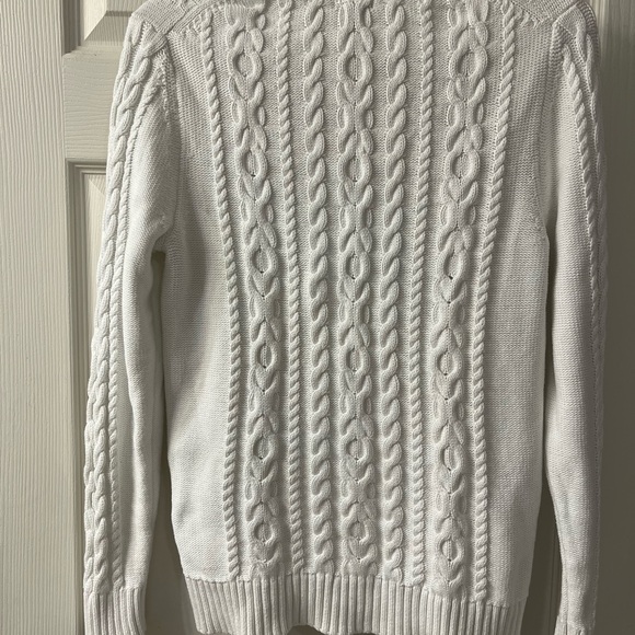 L.L. Bean Women's Cream Cable Knit Sweater - Picture 6 of 8